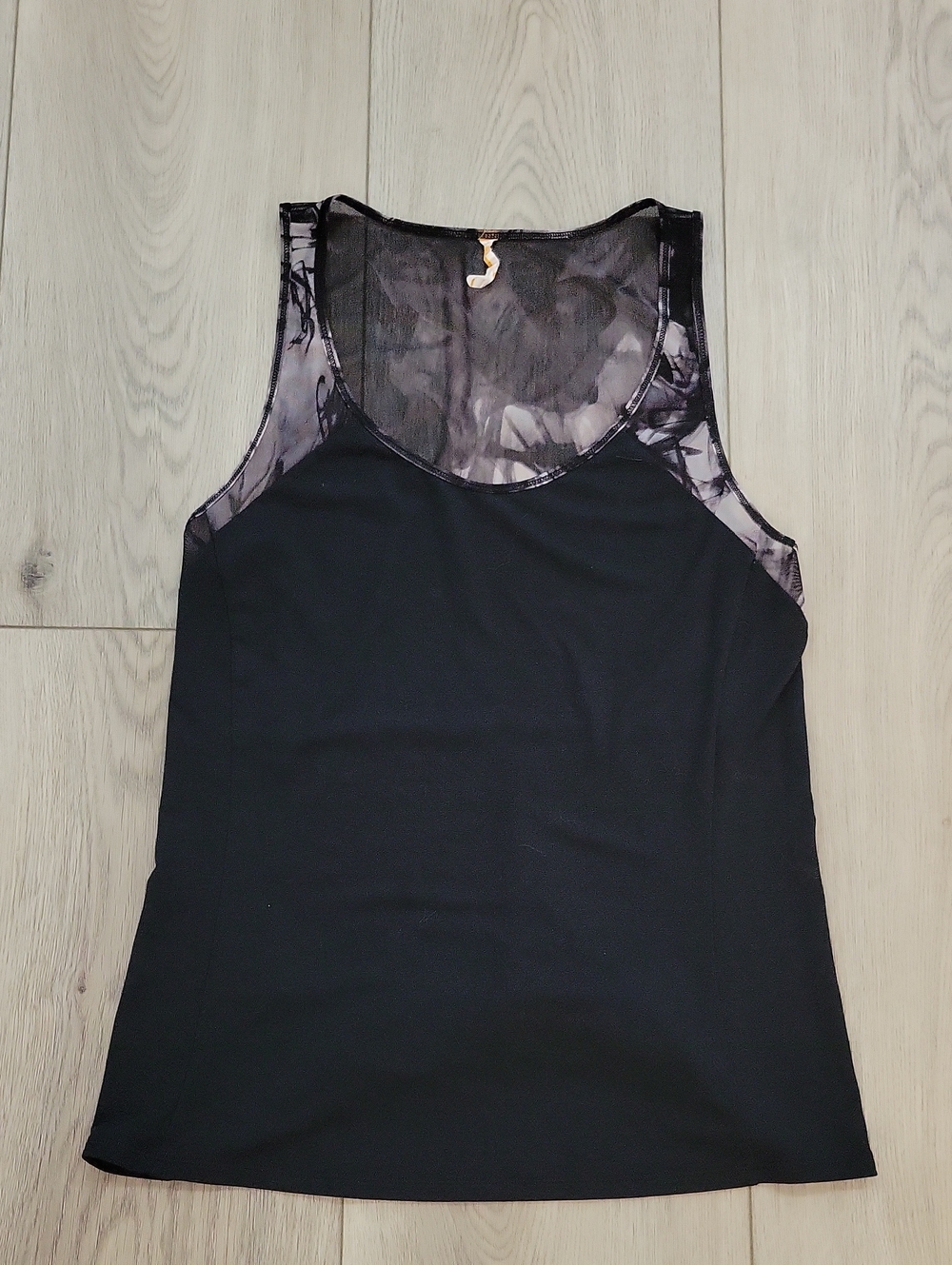 Lucy Black Tank with Sheer Mesh Yoke
